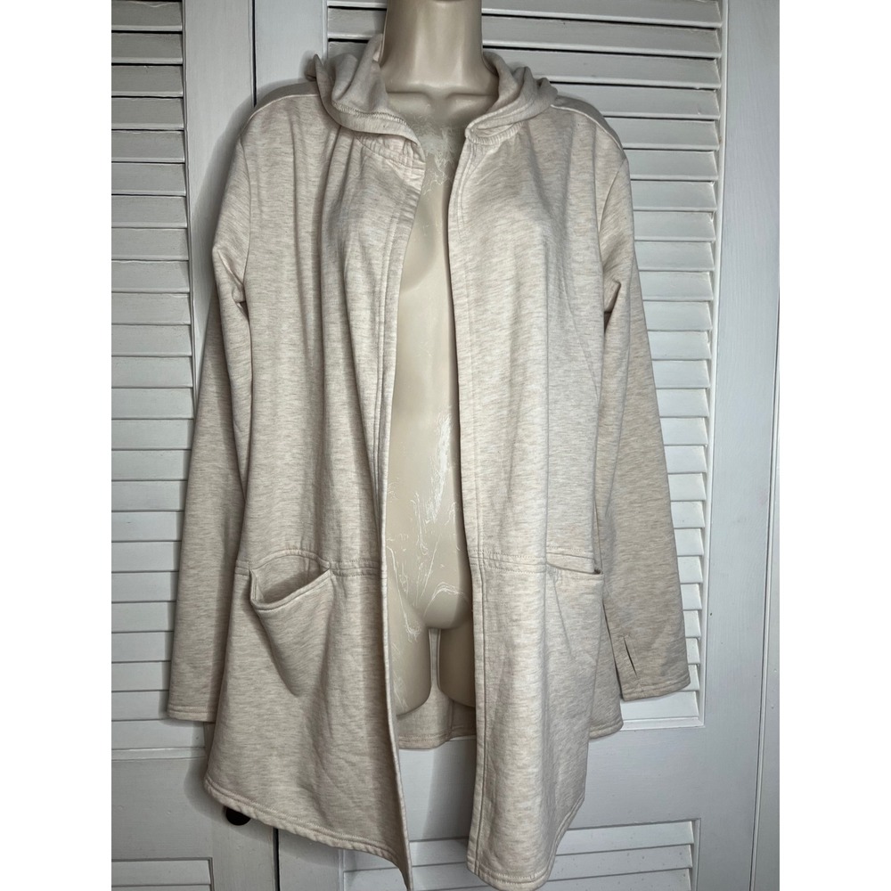 RBX Live Life Active Womens Oatmeal Heather Hooded Open Front Cardigan Small